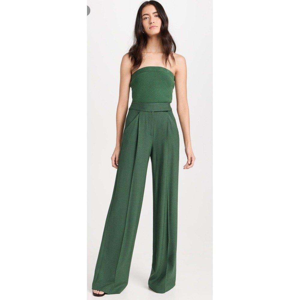 VERONICA BEARD MARBEAU PANTS WOMENS SIZE 16 GREEN TROUSERS PLEATED LINEN ***READ - Picture 16 of 16